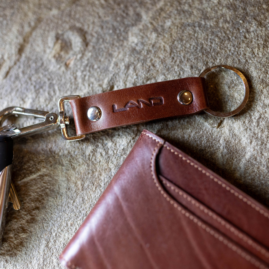 Silver Leather Key Ring, Key Ring | LAND Leather Goods