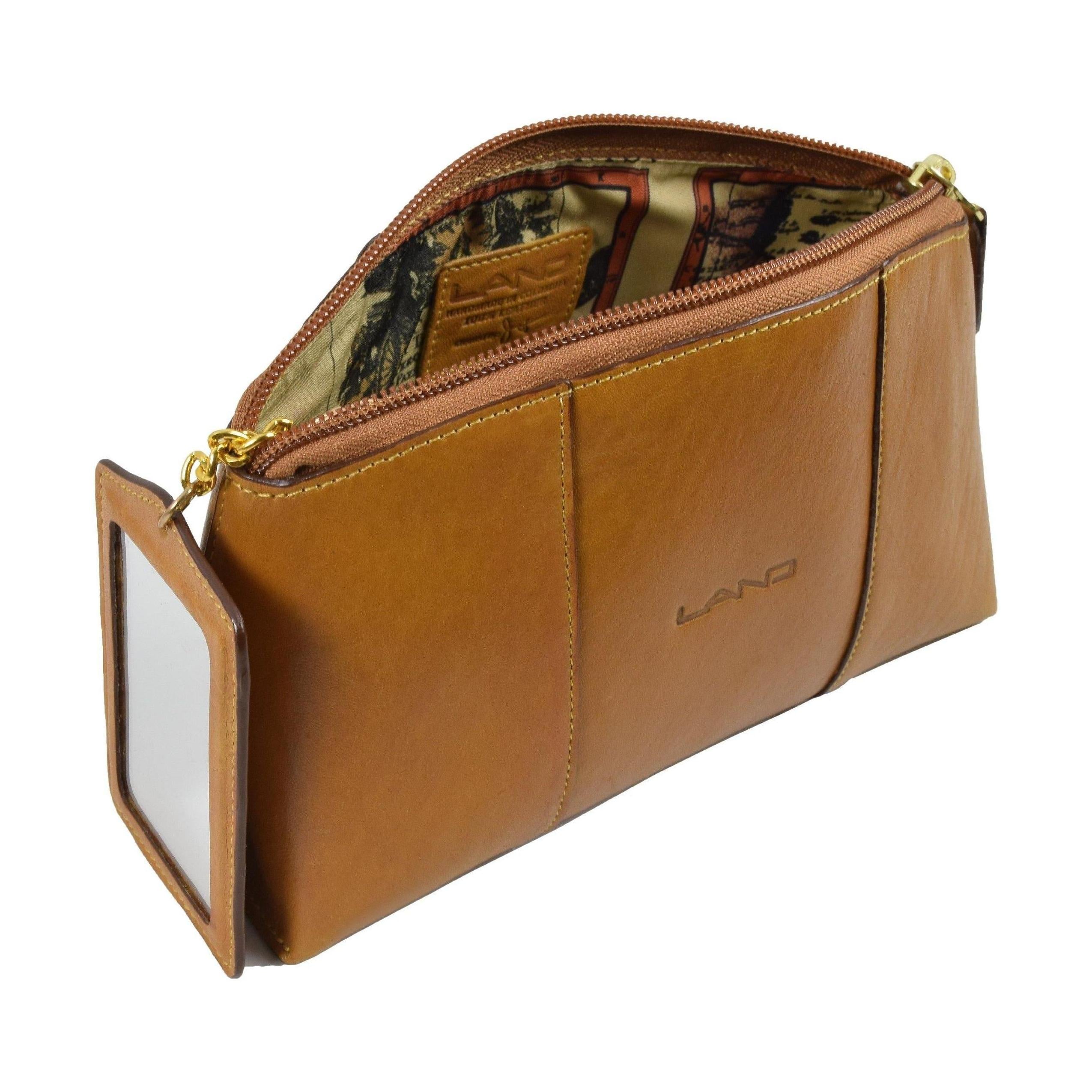 Cosmetic Pouch With Mirror, Cosmetic Pouch | LAND Leather Goods