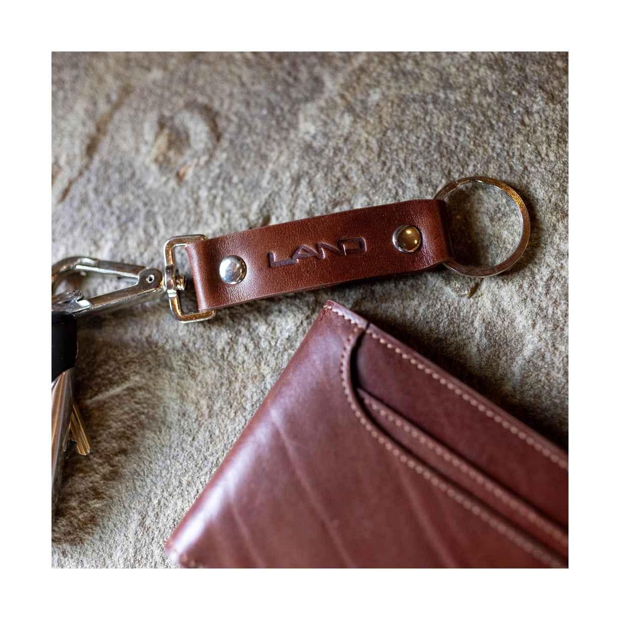 Silver Leather Key Ring, Key Ring | LAND Leather Goods