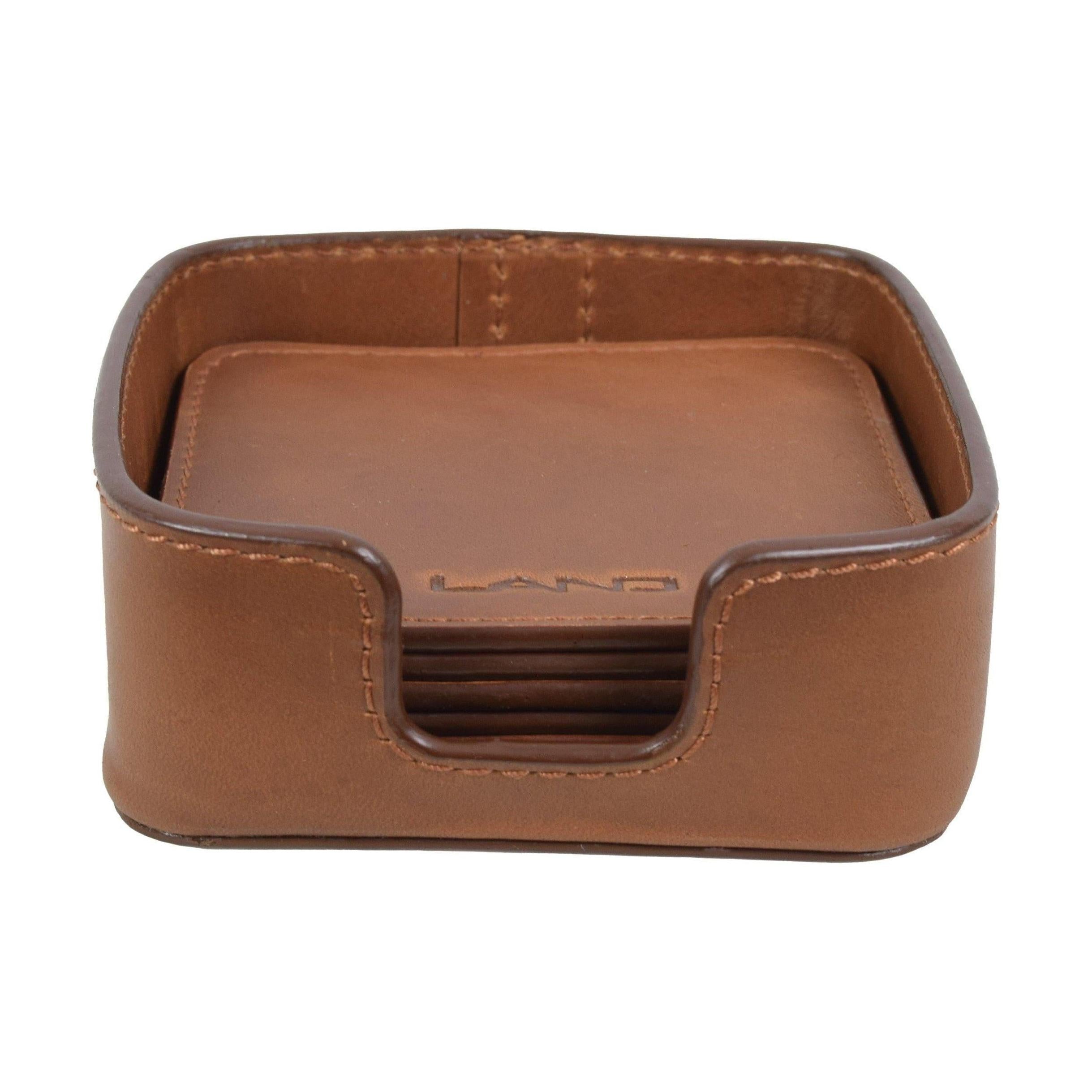 Leather Coaster Set, Coaster Set | LAND Leather Goods