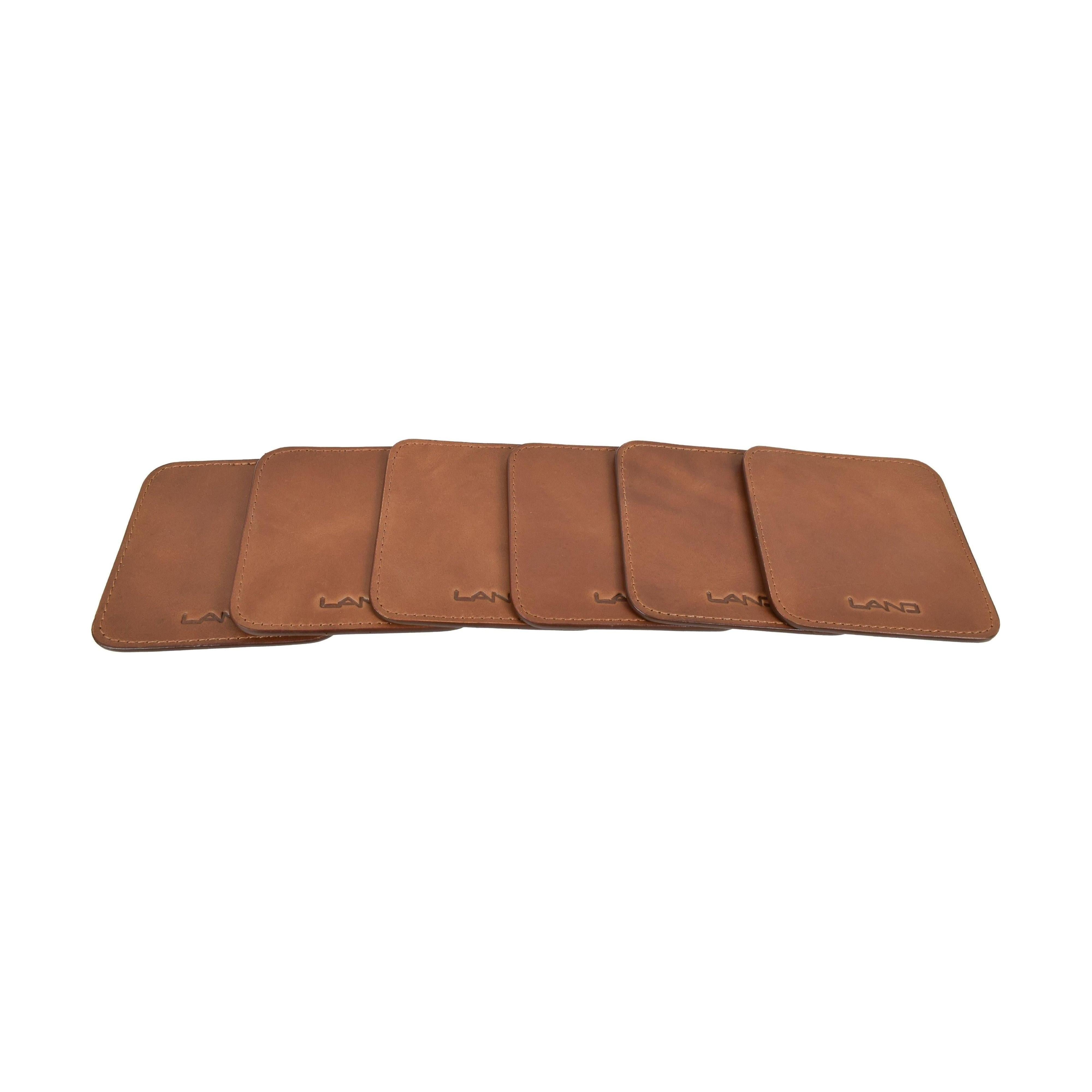 Leather Coaster Set, Coaster Set | LAND Leather Goods