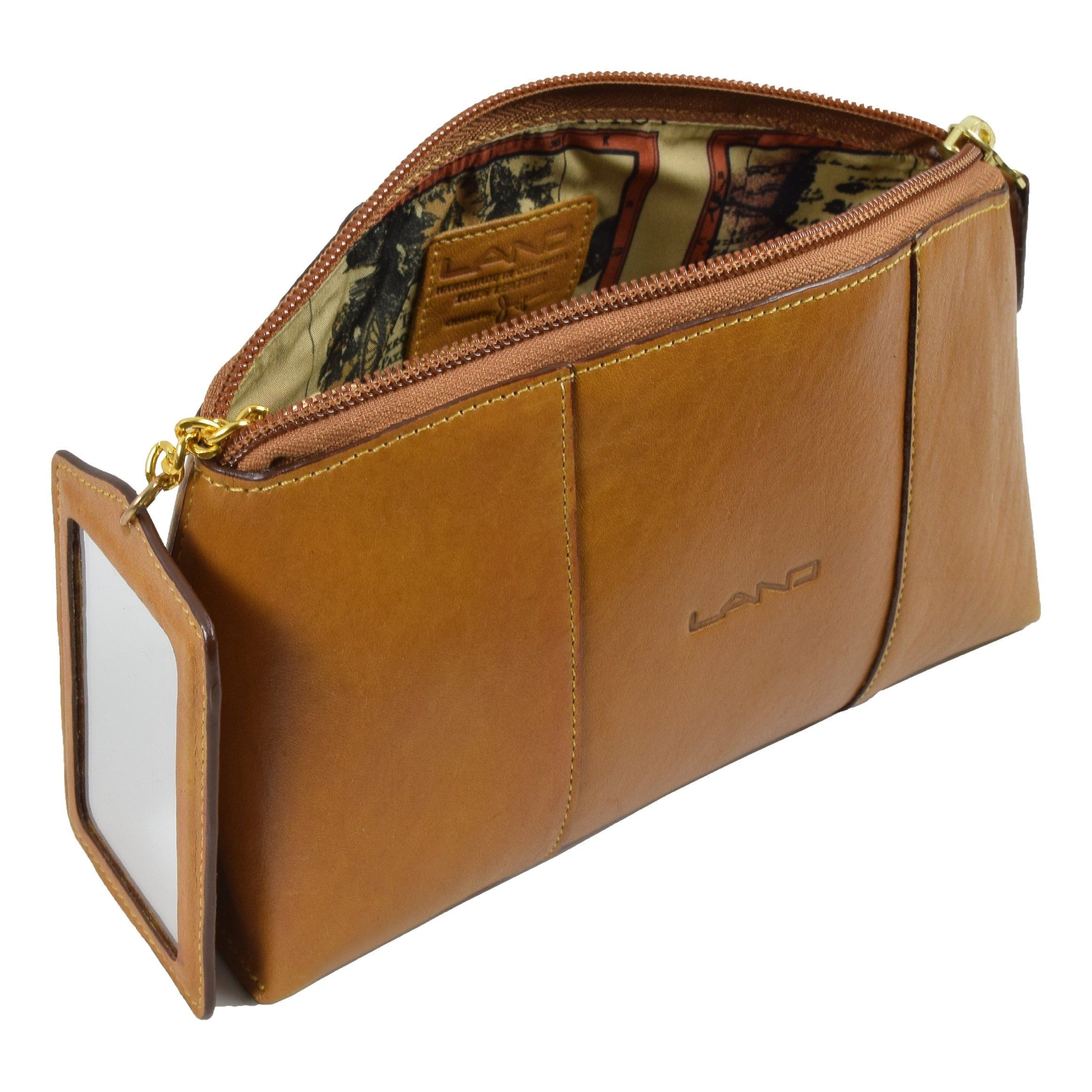 Cosmetic Pouch With Mirror, Cosmetic Pouch | LAND Leather Goods