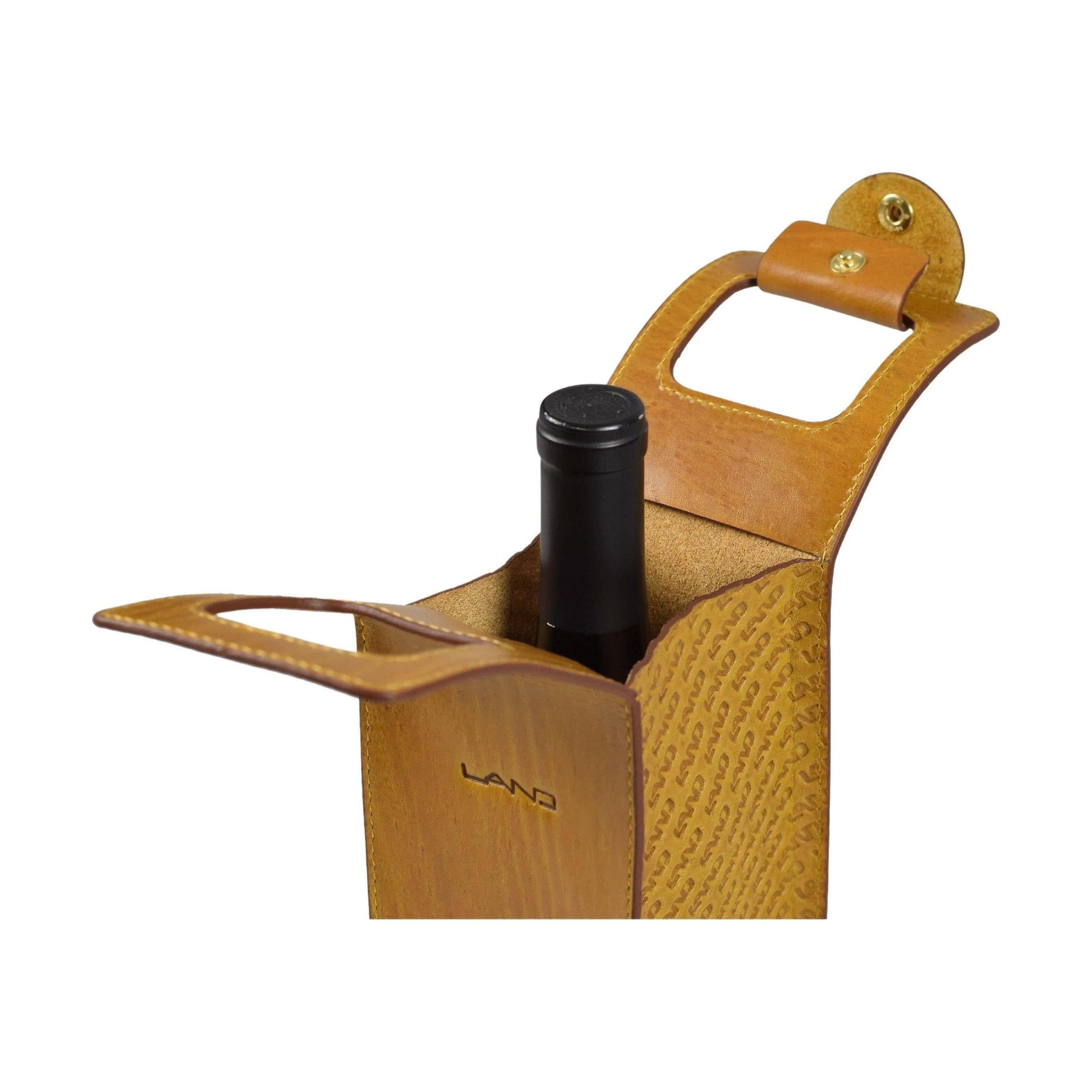 Limited Wine Bottle Tote - LAND Leather Goods